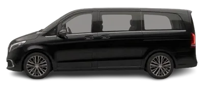 Black six-seater Mercedes MPV, side view